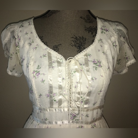 Vintage Gunn Sax by Jessica McClintock Prairie Dress Cottage-core  - Size 9 - Picture 7 of 17